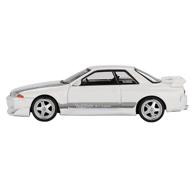 Nissan Skyline GT-R (R32) RHD (Right Hand Drive) "Veilside Combat C-I" White with Gray Stripes Limited Edition 1/64 Diecast Model Car by Mini GT-Mini GT-ModelCars.com