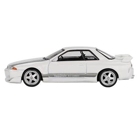 Nissan Skyline GT-R (R32) RHD (Right Hand Drive) "Veilside Combat C-I" White with Gray Stripes Limited Edition 1/64 Diecast Model Car by Mini GT-Mini GT-ModelCars.com