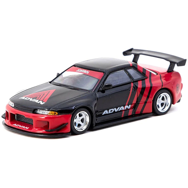 Nissan Skyline GT-R (R32) Widebody RHD (Right Hand Drive) "ADVAN" Black and Red "Japan Classic Car Show Special Edition" "Global64" Series 1/64 Diecast Model by Tarmac Works-Tarmac Works-ModelCars.com