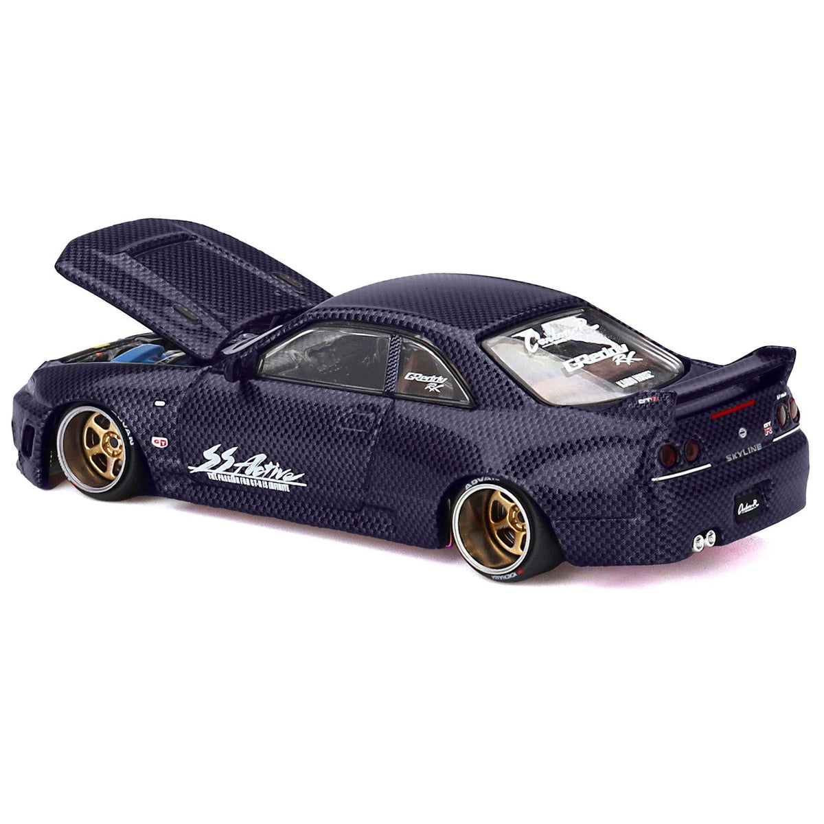 Nissan Skyline GT-R (R33) "Active Carbon R V2" RHD (Right Hand Drive) Purple Carbon (Designed by Jun Imai) "Kaido House" Special 1/64 Diecast Model Car by Mini GT-Mini GT-ModelCars.com