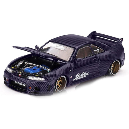 Nissan Skyline GT-R (R33) "Active Carbon R V2" RHD (Right Hand Drive) Purple Carbon (Designed by Jun Imai) "Kaido House" Special 1/64 Diecast Model Car by Mini GT-Mini GT-ModelCars.com
