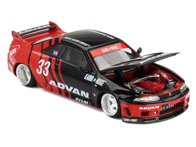 Nissan Skyline GT-R (R33) "Kaido Works" RHD (Right Hand Drive) 33 "ADVAN" Black and Red (Designed by Jun Imai) "Kaido House" Special 1/64 Diecast Model Car by Mini GT-Mini GT-ModelCars.com