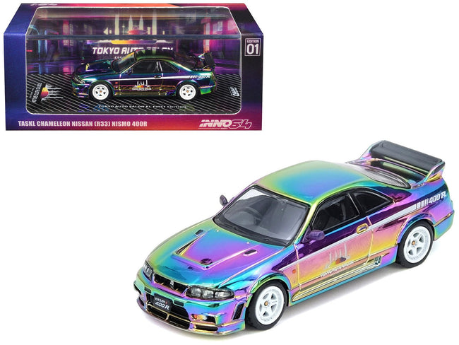 Nissan Skyline GT-R (R33) Nismo 400R RHD (Right Hand Drive) Chameleon "Tokyo Auto Salon Kuala Lumpur First Edition" 1/64 Diecast Model Car by Inno Models-Inno Models-ModelCars.com
