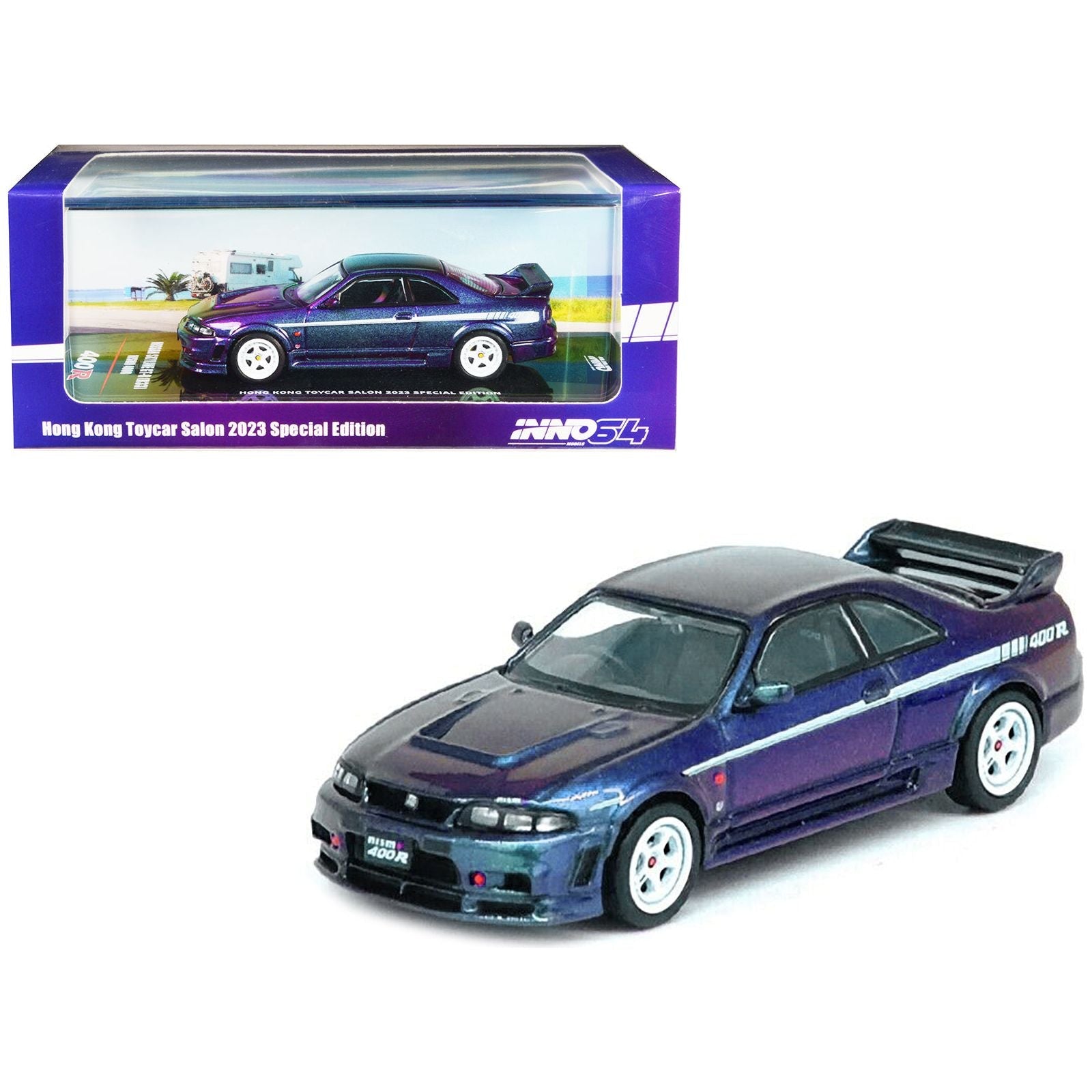 Nissan Skyline GT - R (R33) Nismo 400R RHD (Right Hand Drive) Midnight Purple II Metallic "Hong Kong Toycar Salon 2023 Special Edition" 1/64 Diecast Model Car by Inno Models - Inno Models - ModelCars.com