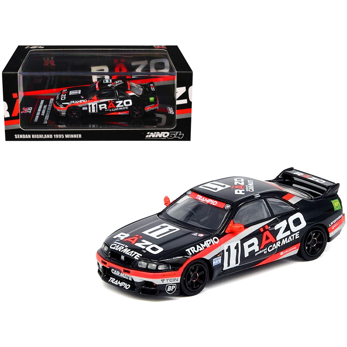 Nissan Skyline GT-R (R33) RHD (Right Hand Drive) #11 "Razo Trampio" N1 Super Endurance Series "Sedan Highland" (1995) 1/64 Diecast Model Car by Inno Models-Inno Models-ModelCars.com