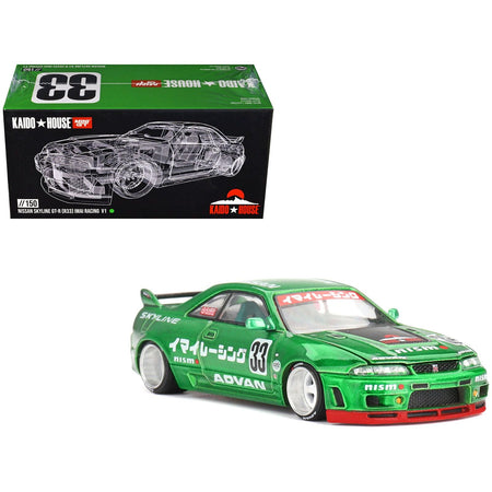 Nissan Skyline GT - R (R33) RHD (Right Hand Drive) 33 "Imai Racing V1" Green Metallic (Designed by Jun Imai) "Kaido House" Special 1/64 Diecast Model Car by Mini GT - Mini GT - ModelCars.com