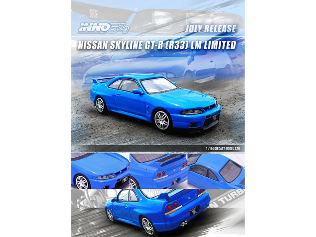 Nissan Skyline GT-R (R33) RHD (Right Hand Drive) Blue "LM Limited" 1/64 Diecast Model Car by Inno Models-Inno Models-ModelCars.com