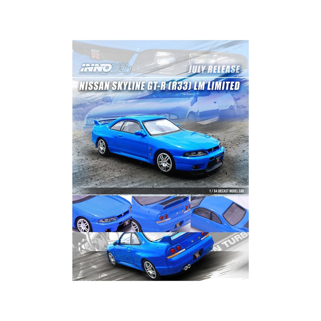 Nissan Skyline GT-R (R33) RHD (Right Hand Drive) Blue "LM Limited" 1/64 Diecast Model Car by Inno Models-Inno Models-ModelCars.com