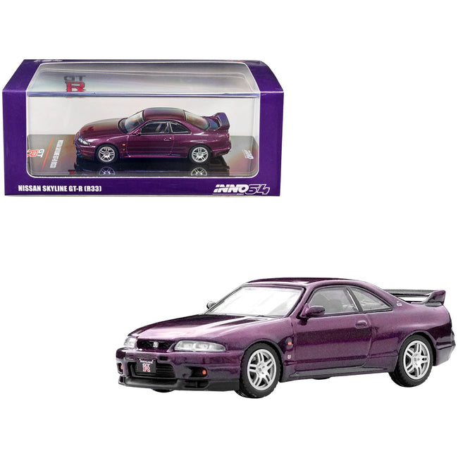 Nissan Skyline GT-R (R33) RHD (Right Hand Drive) Midnight Purple Metallic 1/64 Diecast Model Car by Inno Models-Inno Models-ModelCars.com