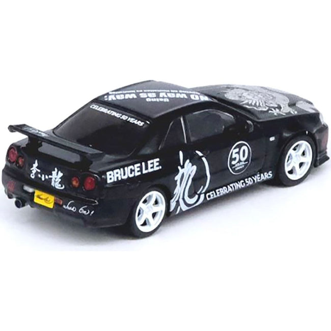 Nissan Skyline GT-R (R34) RHD (Right Hand Drive) Black "Bruce Lee Legacy 50 Year Anniversary" 1/64 Diecast Model Car by Inno Models-Inno Models-ModelCars.com