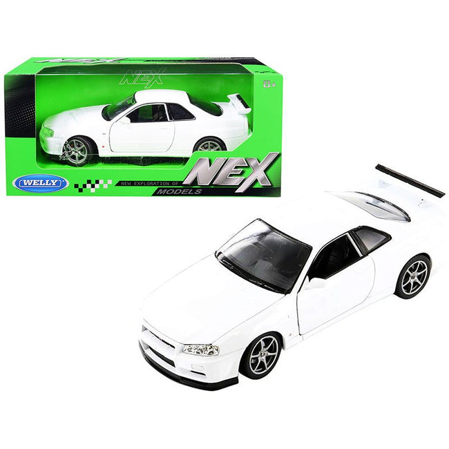 Nissan Skyline GT - R (R34) RHD (Right Hand Drive) White "NEX Models" 1/24 Diecast Model Car by Welly - Welly - ModelCars.com