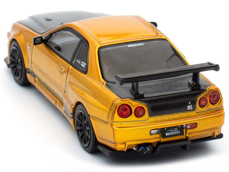 Nissan Skyline GT-R (R34) "Top Secret" RHD (Right Hand Drive) Gold Metallic with Carbon Hood and Trunk "Tokyo Auto Salon 2024 - Malaysia Diecast Expo 2024" 1/64 Diecast Model Car by Inno Models-Inno Models-ModelCars.com