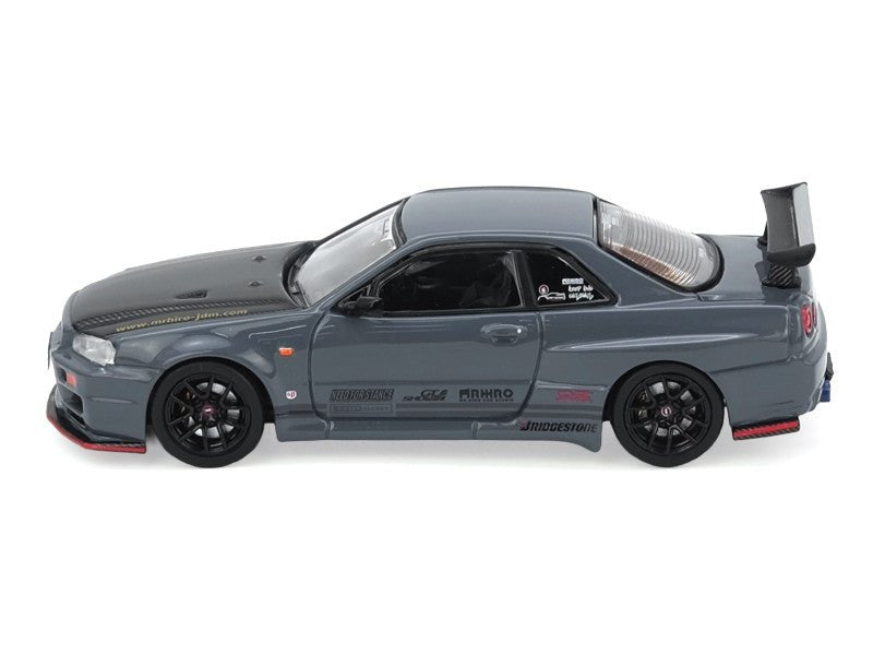 Nissan Skyline GT-R (R34) "Top Secret" RHD (Right Hand Drive) Stealth Gray with Carbon Hood "GTSHOW 2025 Event Edition" 1/64 Diecast Model Car by Inno Models-Inno Models-ModelCars.com