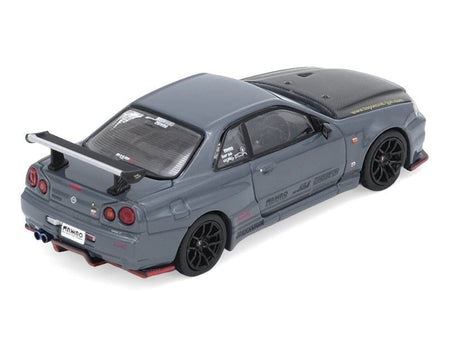 Nissan Skyline GT-R (R34) "Top Secret" RHD (Right Hand Drive) Stealth Gray with Carbon Hood "GTSHOW 2025 Event Edition" 1/64 Diecast Model Car by Inno Models-Inno Models-ModelCars.com