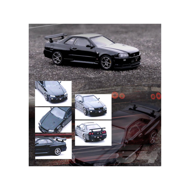 Nissan Skyline GT-R (R34) V-SPEC II RHD (Right Hand Drive) Black 1/64 Diecast Model Car by Inno Models-Inno Models-ModelCars.com