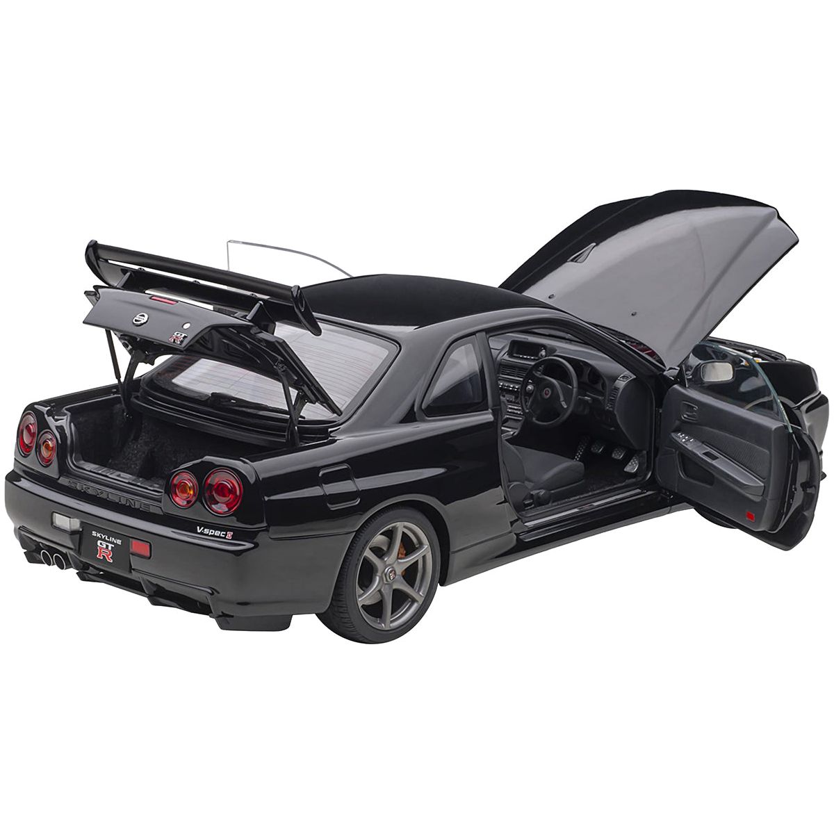 Nissan Skyline GT - R (R34) V - Spec II RHD (Right Hand Drive) Black Pearl 1/18 Model Car by Autoart - Autoart - ModelCars.com