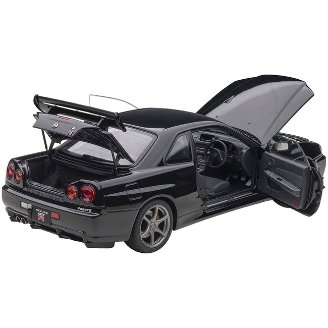 Nissan Skyline GT - R (R34) V - Spec II RHD (Right Hand Drive) Black Pearl 1/18 Model Car by Autoart - Autoart - ModelCars.com