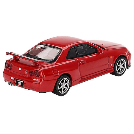 Nissan Skyline GT-R (R34) V-Spec RHD (Right Hand Drive) Active Red Limited Edition 1/64 Diecast Model Car by Mini GT-Mini GT-ModelCars.com