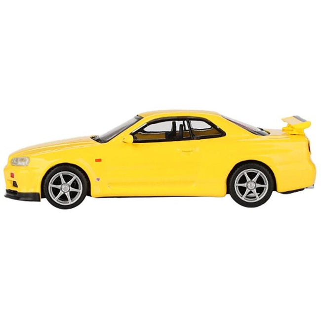 Nissan Skyline GT-R (R34) V-Spec RHD (Right Hand Drive) Lightning Yellow Limited Edition to 7920 pieces Worldwide 1/64 Diecast Model Car by Mini GT-Mini GT-ModelCars.com