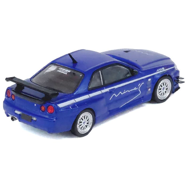 Nissan Skyline GT - R (R34) V - SPEC RHD (Right Hand Drive) "Tuned by Mine's" Blue Metallic 1/64 Diecast Model Car by Inno Models - Inno Models - ModelCars.com