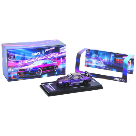 Nissan Skyline GT - R (R34) Z - Tune RHD (Right Hand Drive) Purple Metallic "EndGame Collection - Australia Special Edition" 1/64 Diecast Model Car by Inno Models - Inno Models - ModelCars.com
