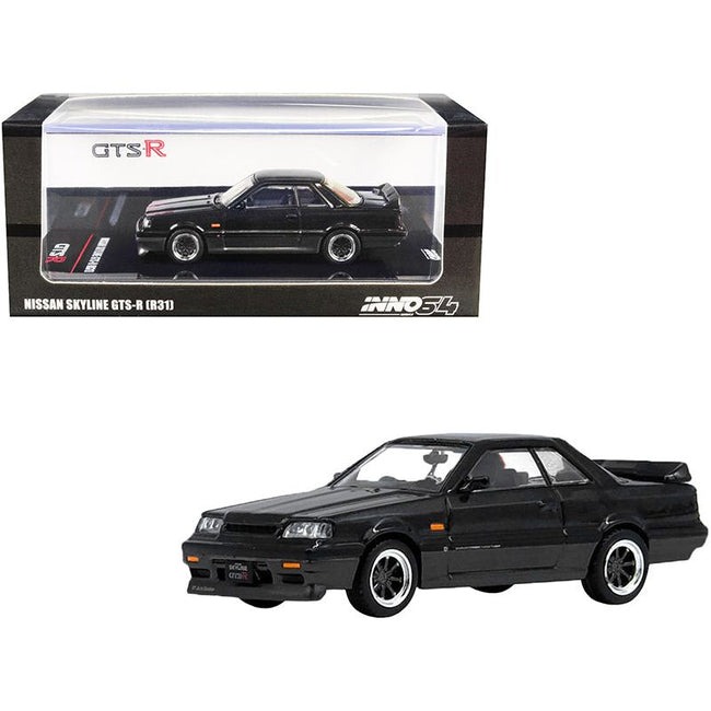 Nissan Skyline GTS-R (R31) RHD (Right Hand Drive) Black Metallic and Gun Metal Gray 1/64 Diecast Model Car by Inno Models-Inno Models-ModelCars.com