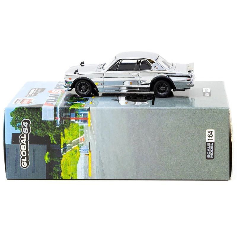Nissan Skyline HT 2000GT-R RHD (Right Hand Drive) Silver Chrome "Japan Special Edition" "Global64" Series 1/64 Diecast Model Car by Tarmac Works-Tarmac Works-ModelCars.com