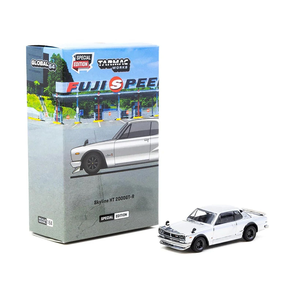 Nissan Skyline HT 2000GT-R RHD (Right Hand Drive) Silver Chrome "Japan Special Edition" "Global64" Series 1/64 Diecast Model Car by Tarmac Works-Tarmac Works-ModelCars.com