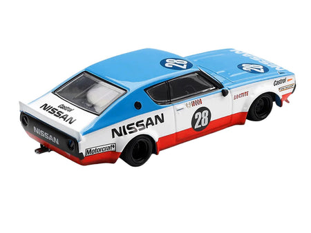 Nissan Skyline Kenmeri RHD (Right Hand Drive) 28 "Liberty Walk - Nissan Racing 1975 Concept" Blue and White with Red Stripes Limited Edition 1/64 Diecast Model Car by Mini GT-Mini GT-ModelCars.com