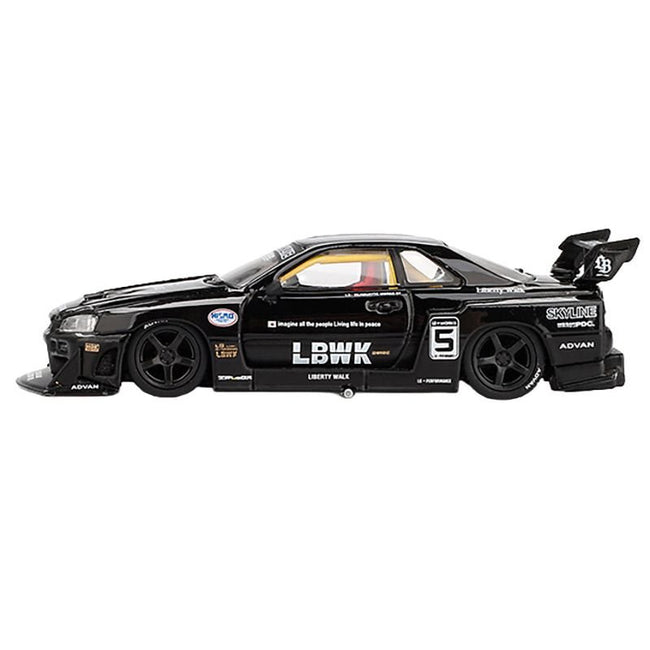 Nissan Skyline LB-ER34 Super Silhouette RHD (Right Hand Drive) #5 Black Limited Edition 1/64 Diecast Model Car by Mini GT-Mini GT-ModelCars.com