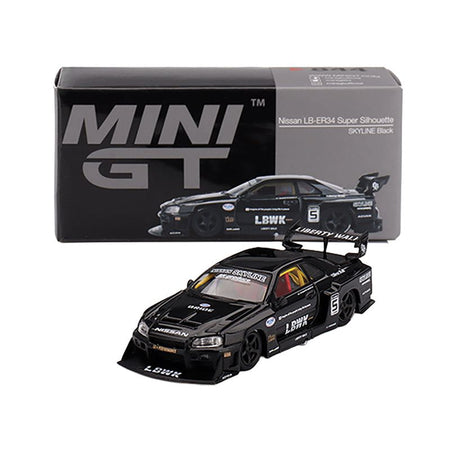 Nissan Skyline LB-ER34 Super Silhouette RHD (Right Hand Drive) #5 Black Limited Edition 1/64 Diecast Model Car by Mini GT-Mini GT-ModelCars.com