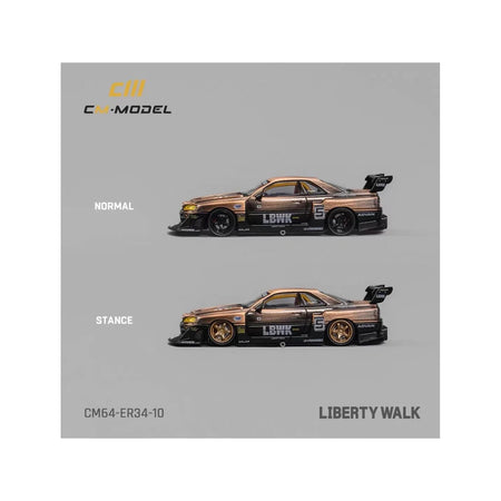 Nissan Skyline LB - ER34 "Super Silhouette" RHD (Right Hand Drive) 5 Brushed Bronze and Black with Extra Wheels 1/64 Diecast Model Car by CM Models - CM Models - ModelCars.com