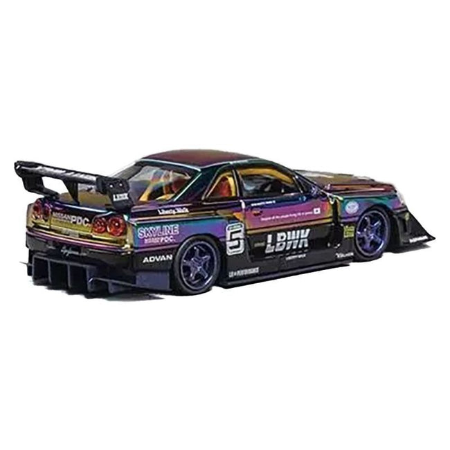 Nissan Skyline LB-ER34 "Super Silhouette" RHD (Right Hand Drive) #5 Chameleon Metallic with Extra Wheels 1/64 Diecast Model Car by CM Models-CM Models-ModelCars.com