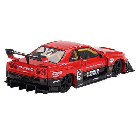 Nissan Skyline LB-ER34 Super Silhouette RHD (Right Hand Drive) #5 Red and Black Limited Edition 1/64 Diecast Model Car by Mini GT-Mini GT-ModelCars.com