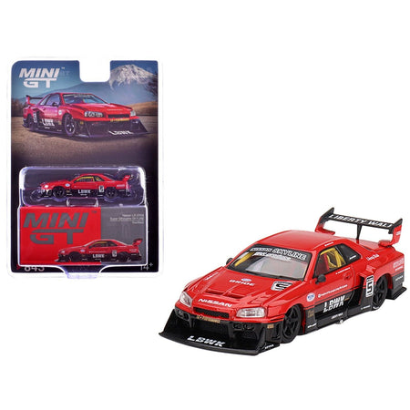 Nissan Skyline LB-ER34 Super Silhouette RHD (Right Hand Drive) #5 Red and Black Limited Edition 1/64 Diecast Model Car by Mini GT-Mini GT-ModelCars.com