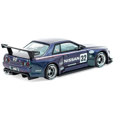 Nissan Skyline (R32) Widebody RHD (Right Hand Drive) #32 "Jonsibal Design Works" Midnight Purple Metallic "Global64" Series 1/64 Diecast Model by Tarmac Works-Tarmac Works-ModelCars.com