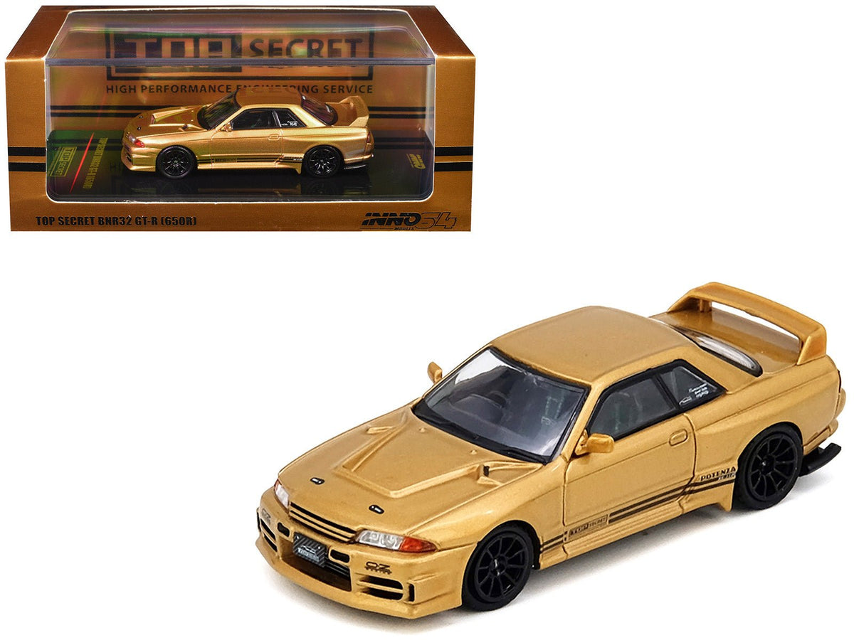 Nissan Skyline "Top Secret" BNR32 GT-R (650R) RHD (Right Hand Drive) Gold Metallic 1/64 Diecast Model Car by Inno Models-Inno Models-ModelCars.com