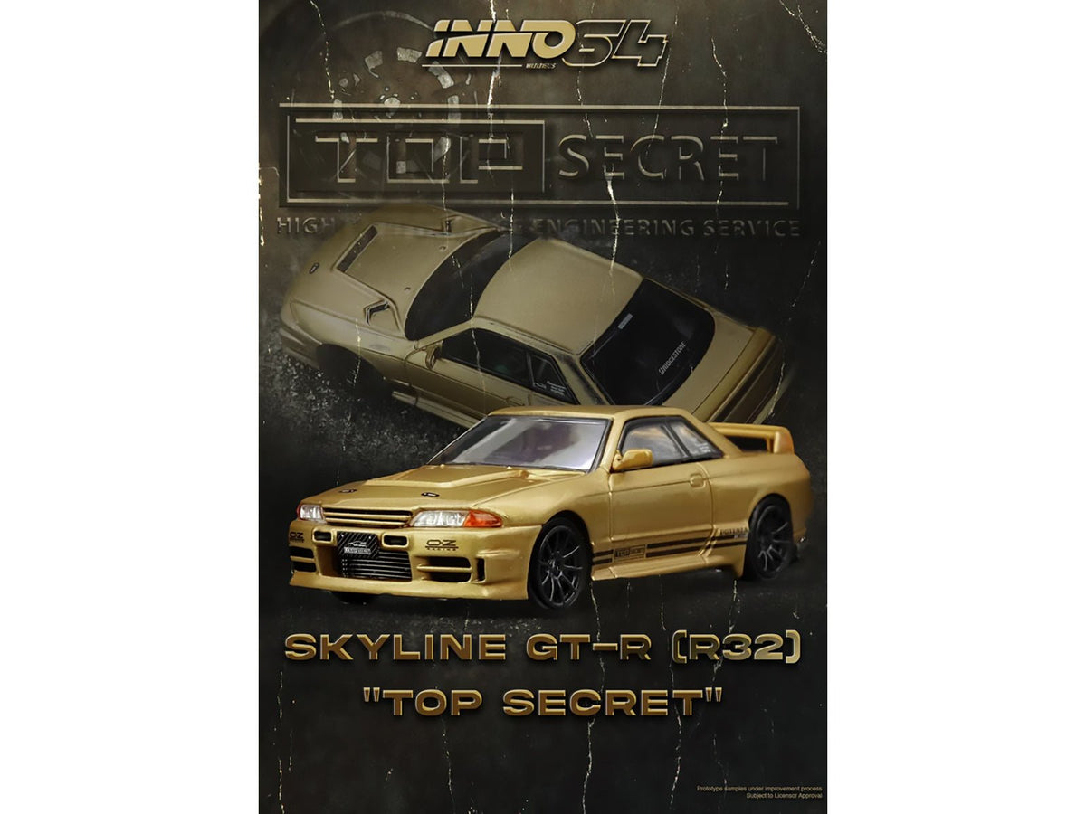 Nissan Skyline "Top Secret" BNR32 GT-R (650R) RHD (Right Hand Drive) Gold Metallic 1/64 Diecast Model Car by Inno Models-Inno Models-ModelCars.com
