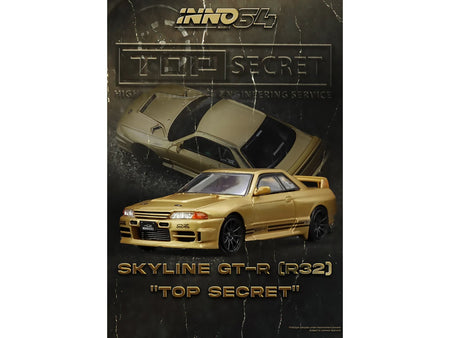 Nissan Skyline "Top Secret" BNR32 GT-R (650R) RHD (Right Hand Drive) Gold Metallic 1/64 Diecast Model Car by Inno Models-Inno Models-ModelCars.com