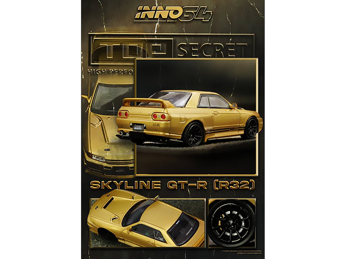Nissan Skyline "Top Secret" BNR32 GT-R (650R) RHD (Right Hand Drive) Gold Metallic 1/64 Diecast Model Car by Inno Models-Inno Models-ModelCars.com