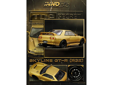 Nissan Skyline "Top Secret" BNR32 GT-R (650R) RHD (Right Hand Drive) Gold Metallic 1/64 Diecast Model Car by Inno Models-Inno Models-ModelCars.com
