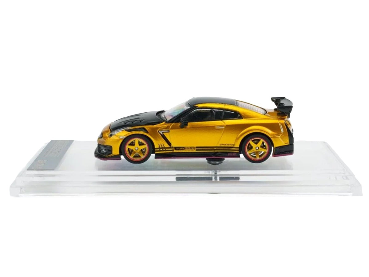 Nissan "Top Secret" GT-R (R35) RHD (Right Hand Drive) Gold Metallic with Carbon Hood and Top "Tokyo Auto Salon 2026" 1/64 Diecast Model Car by BM Creations-BM Creations-ModelCars.com