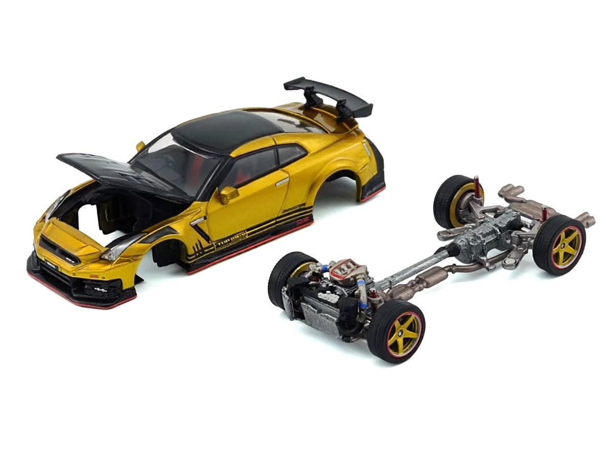 Nissan "Top Secret" GT-R (R35) RHD (Right Hand Drive) Gold Metallic with Carbon Hood and Top "Tokyo Auto Salon 2026" 1/64 Diecast Model Car by BM Creations-BM Creations-ModelCars.com