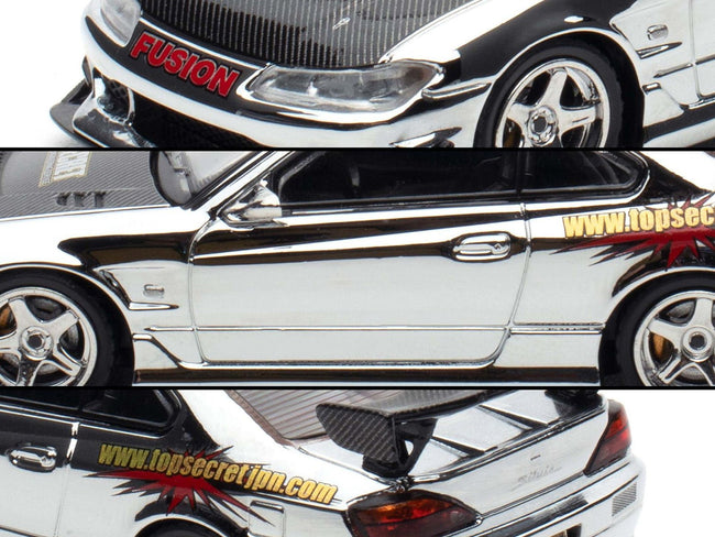 Nissan "Top Secret" Silvia (S15) RHD (Right Hand Drive) Chrome with Carbon Hood "Tokyo Auto Salon Kuala Lumpur 2025 Event Edition" 1/64 Diecast Model Car by Inno Models-Inno Models-ModelCars.com