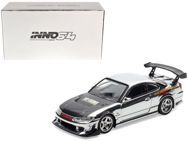 Nissan "Top Secret" Silvia (S15) RHD (Right Hand Drive) Chrome with Carbon Hood "Tokyo Auto Salon Kuala Lumpur 2025 Event Edition" 1/64 Diecast Model Car by Inno Models-Inno Models-ModelCars.com
