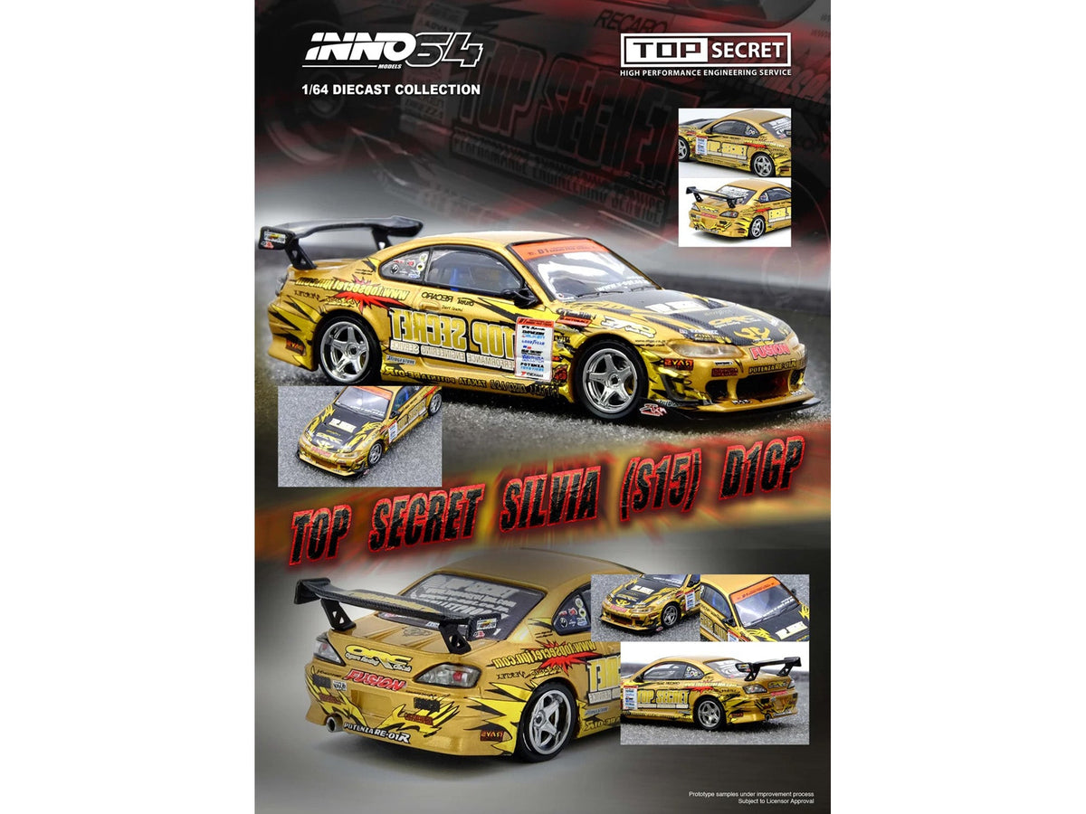 Nissan "Top Secret" Silvia (S15) RHD (Right Hand Drive) Ryuji Miki - Champion "D1 Grand Prix" (2004) 1/64 Diecast Model Car by Inno Models-Inno Models-ModelCars.com