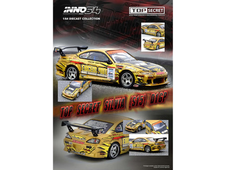 Nissan "Top Secret" Silvia (S15) RHD (Right Hand Drive) Ryuji Miki - Champion "D1 Grand Prix" (2004) 1/64 Diecast Model Car by Inno Models-Inno Models-ModelCars.com