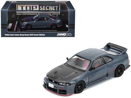Nissan Top Secret Skyline GT-R (BCNR33) RHD (Right Hand Drive) Stealth Gray with Carbon Hood "Tokyo Auto Salon Hong Kong 2025 Event Edition" 1/64 Diecast Model Car by Inno Models-Inno Models-ModelCars.com
