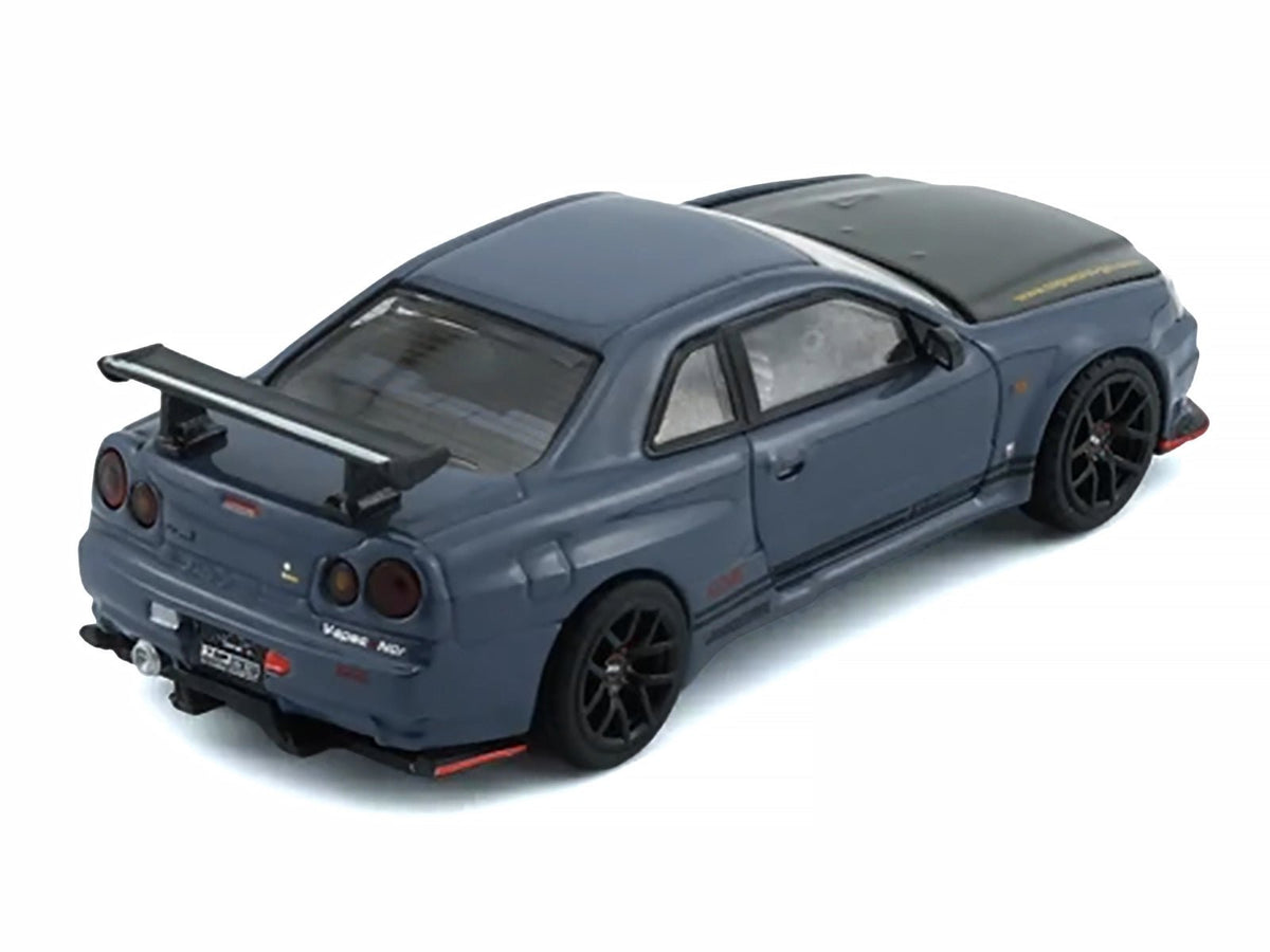 Nissan "Top Secret" Skyline GT-R (BNR34) RHD (Right Hand Drive) Stealth Gray with Carbon Hood "Tokyo Auto Salon 2026" 1/64 Diecast Model Car by BM Creations-BM Creations-ModelCars.com