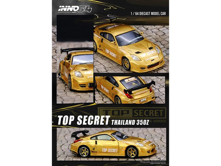 Nissan "Top Secret Thailand" 350Z RHD (Right Hand Drive) Gold Metallic with Graphics 1/64 Diecast Model Car by Inno Models-Inno Models-ModelCars.com